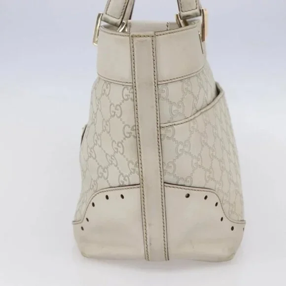 GUCCI GG Canvas Guccissima Tote Bag Leather Ivory Gold 145998 Auth 154640